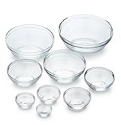 Glass Bowls with Stackable Rims- Set of 9